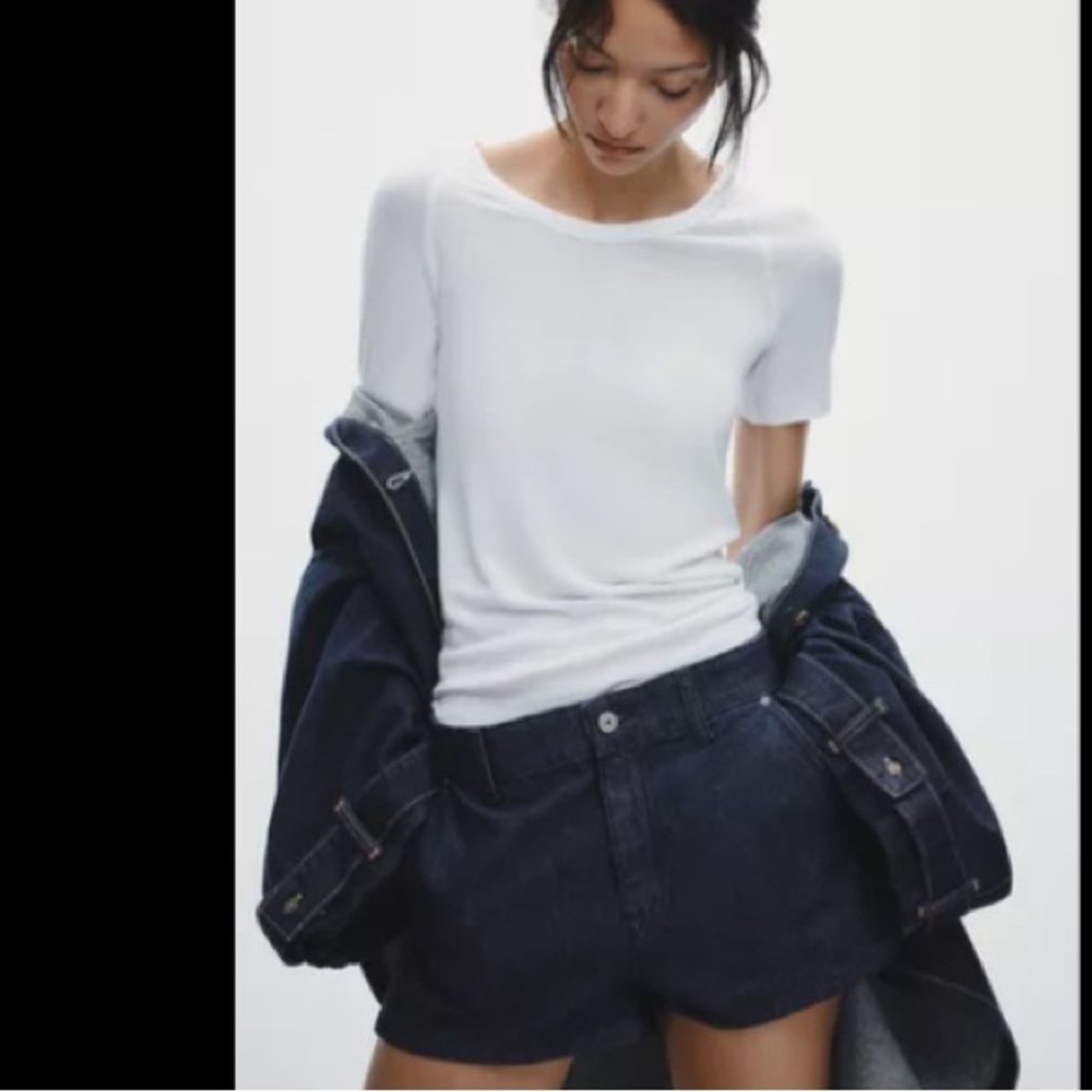 Zara High Waist Baggy Black Denim Shorts - Picture 2 of 10
